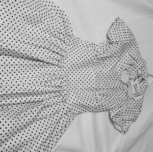 Unique vintage L black and white polka dot dress